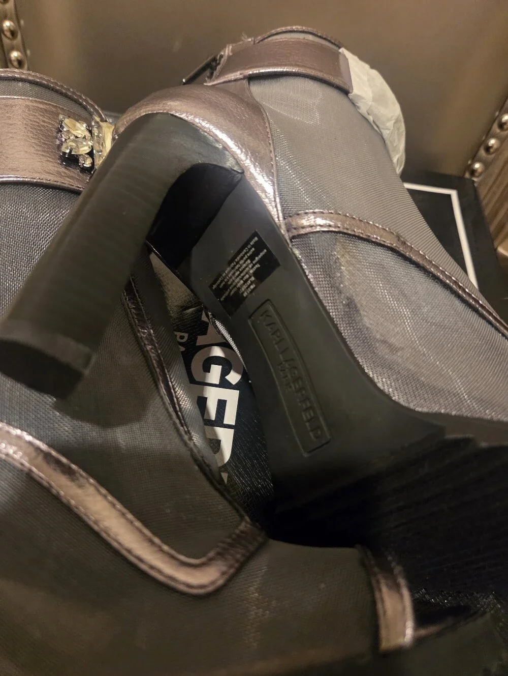 Karl Lagerfeld Paris Blayze Pewter Peep Toe
